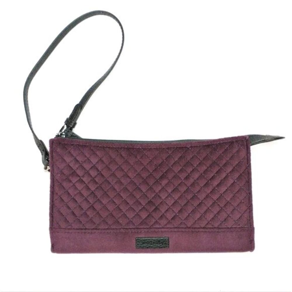 Vera Bradley Purple Faux Suede Quilted Zip Wristlet Purse Bag NWOT